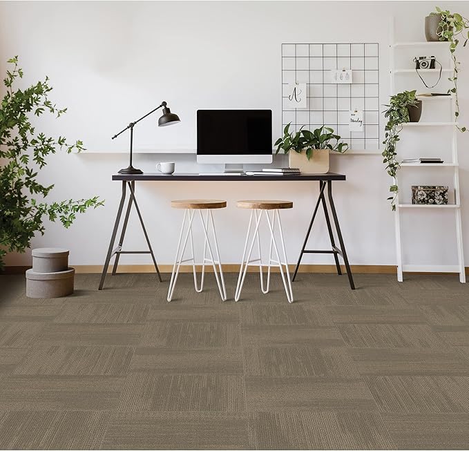 Mohawk Elite 24" x 24" Berber (Loop pile), 0.1" Pile Height, Carpet Tile, Nylon Fiber, Falcon Color, (1 Tile)