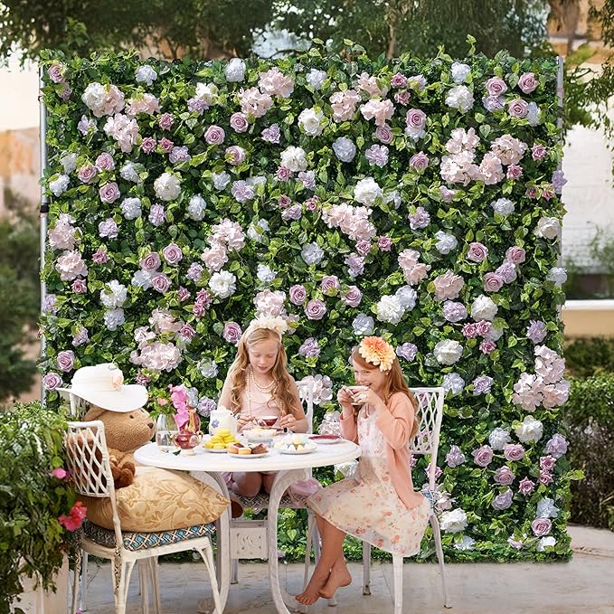 Artificial Luxury‌ Flower Wall Panel, Gorgeous 3D Silk Floral Backdrop for Wedding, Baby Shower, Party and Home Decor, Quick Assembly/Storage, Eco ＆ Pet Friendly, 2 pcs, Each Panel 2 * 8 ft.