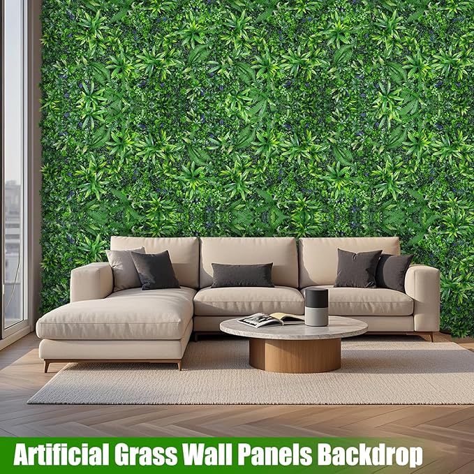 Artificial Grass Wall Panels, 20"x20" 12pcs Hedge Grass Backdrop, UV-Anti Fake Greenery Plant Boxwood Panels, Green Wall Decor for Outdoor Indoor Patio Garden Backyard