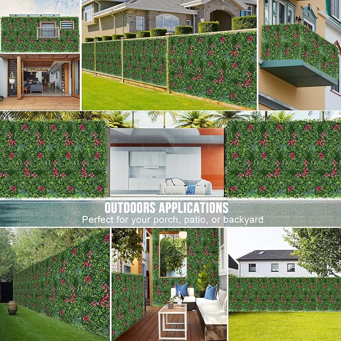 Boxwood Roll Panels, Grass Wall 20"x20"(12PCS), Grass Backdrop, Privacy Screen, Sun Protected Green Wall Decor for Outdoor, Indoor, Garden, Backyard and Décor
