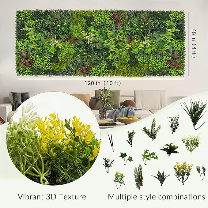 Artificial Plant Wall Boxwood Roll: 48"x120" UV Resistant Green Leaves Faux for Interior Backdrop,Garden and Indoor Outdoor Wall&Fence Covering Privacy, Party Wall Fence Decor