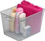 YBM Home Mesh Wire Storage Basket for Shelves, Pantry Organization, and Kitchen - Multipurpose Steel Wire Basket Holder Bin for Organizing Office Supplies, Household Toiletries and Laundry Supplies