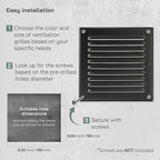 Vent Systems 6 x 6 Inch (Inner) - Pack of 2 - Black Vent Cover - Square Metal HVAC Return Air Grille with Mesh Screen - Register Wall Vent Duct Grill - Outdoor, Indoor, Crawlspace Exhaust Ventilation