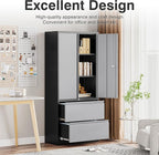 SISESOL Metal Storage Cabinet with Drawers, 71" File Cabinets for Home Office, Locking Steel Storage Cabinet with Doors and Shelves for Home, Office, Warehouse, Garage, School (Gray, 2 Drawers)