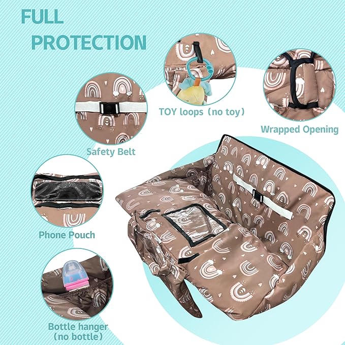 Shopping Cart Cover for Baby,2-in-1 High Chair Cover with Portable Cloth Bag,Cart Seat Pad for Babies Grocery Cushion Cover Restaurant,Suitable for All Supermarkets