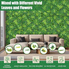 Artificial Plant Wall Panels, 20"x20" 16PCS Faux Grass Backdrop with UV Resistant Fern Leaves, Green Wall Decor for Outdoor Indoor Patio Garden Backyard