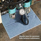 PIG Super Absorbent Mat Pads | 100 Oil Spill Mats | 15" x 19" Perforated Pads | Each Pad Absorbs 43 oz | Total Absorbency is 34 Gallons | Heavyweight | PM50242