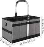 ALLCAMP Collapsible Basket - Folds to Only 9.8" L x 9.6" W x 2.75" H, 27L Large Portable Multi-Use, Compact Reusable Foldable Storage, Collapsible Shopping Basket (Gray)
