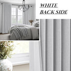 Light Grey Blackout Curtains 108 Inch Length 2 Panels Set for Bedroom, Modern Faux Linen Room Darkening Pleated Gray Burg with Rod Pocket Back Tab Insulated Curtain for Office Sunroom (50"Wx108"Lx2 )
