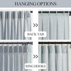 Vision Home Pinch Pleated Semi Sheer Curtains Textured Linen Blended Light Filtering Window Curtains 95 inch for Living Room Bedroom Patio Pinch Pleat Drapes with Hooks 1 Panel 60"Wx95"L,Blueish Gray