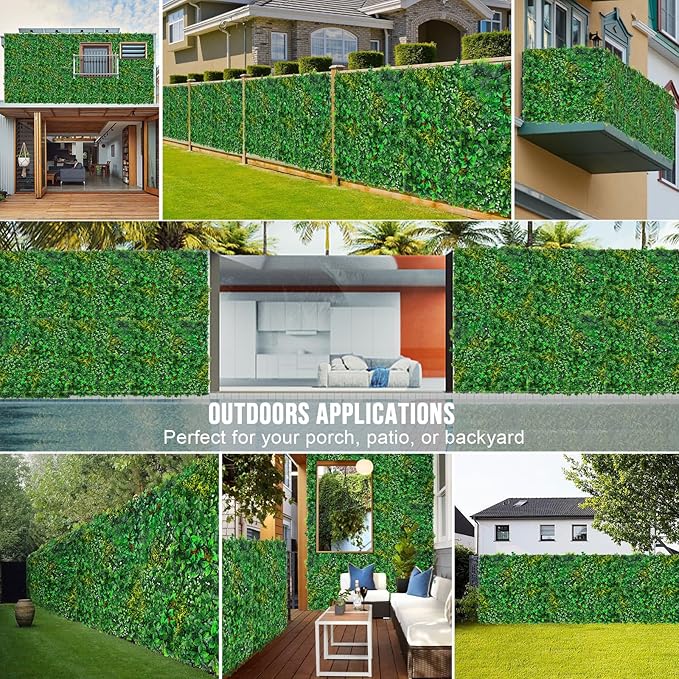 Grass Wall, Artificial Tropical Boxwood Panels 20"x20"(8pcs), Privacy Hedge Fence Screen with UV Protection, Greenery Backdrop for Indoor Home Wedding Decor and Outdoor Patio Backyard