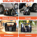 Detailing Caddy Organizer with Handle - Storage, Cars, & Cleaning Caddy for Supplies, Tools, & Home Improvement - Heavy Duty Car Detailing Supplies With Multi-Pockets & Collapsible Tote Design