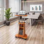 Adjustable Height Laptop Cart With Storage. Color: Woodgrain