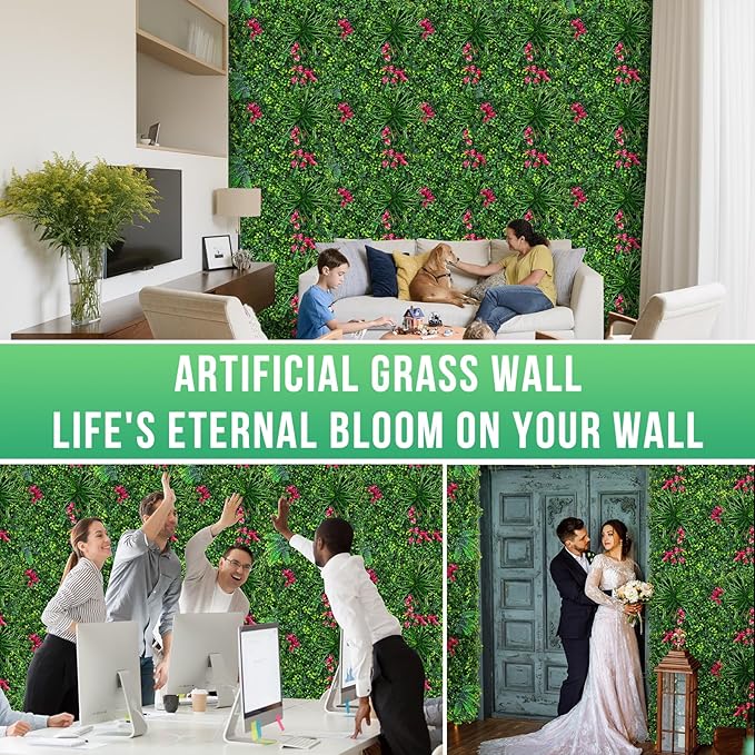 Boxwood Roll Panels, Grass Wall 20"x20"(12PCS), Grass Backdrop, Privacy Screen, Sun Protected Green Wall Decor for Outdoor, Indoor, Garden, Backyard and Décor