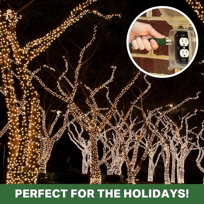 Weatherproof Outdoor Extension Cord 100 ft, 16/3 SJTW 100ft Green Extension Cord 3 Prong, Long Exterior for Outdoor Lights & Landscaping, UL Certified - US Veteran Owned