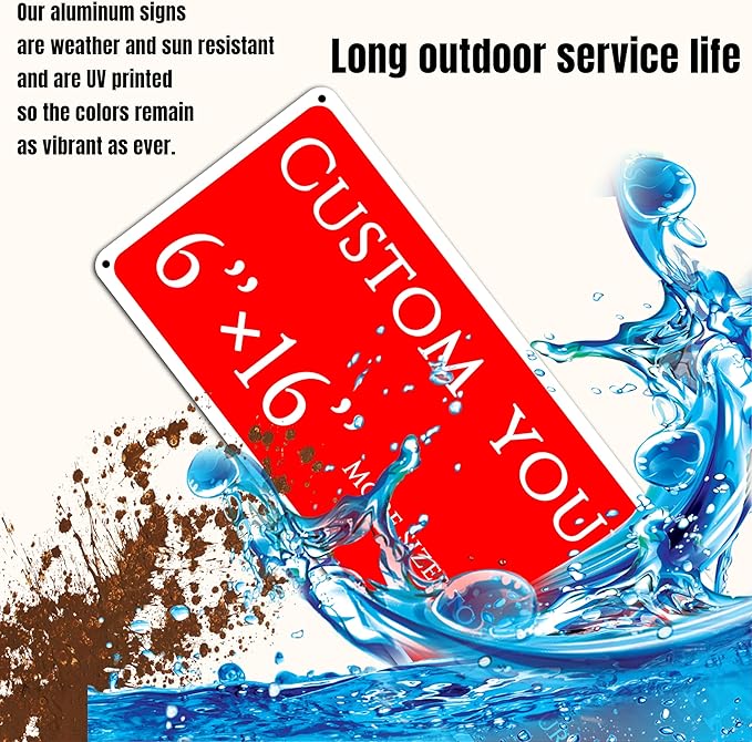 custom street sign,Custom Sign, Aluminum Weatherproof Metal Sign Multiple Sizes, Reflective.Customize for Office, Business, Workplace, office, Home, Delivery Signs(6 * 16 Inch)