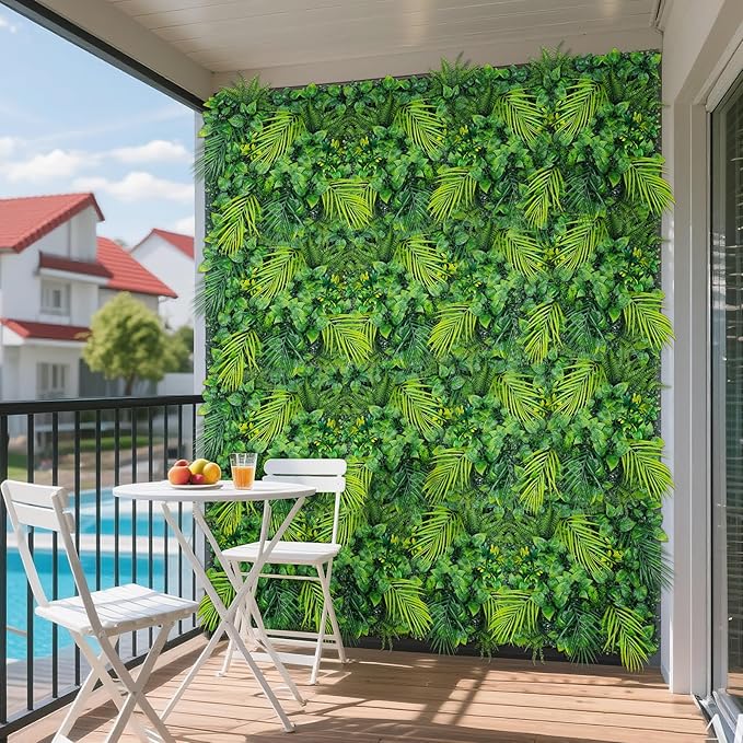 20"X20" Artificial Grass Wall, 16PCS Boxwood Hedge Panels UV-Protected Greenery Privacy Hedge Screen, Grass Backdrop Wall for Indoor Outdoor Patio Balcony, Party Garden Fence Decor