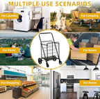 DWVO Utility Foldable Shopping Cart with Wheels, Large Portable Collapsible Rolling Grocery Cart with Reinforced Mesh Bottom for Laundry, Grocery, Luggage, Storage and Seniors, 220 lbs Capacity, Black