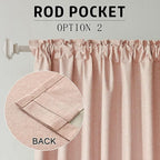 DUALIFE Blackout 96 Inches Long Baby Pink Curtains 2 Panel Set, Farmhouse Curtains for Living Room Darkening Thermal/Noise Reduction Textured Flax Linen Drape 8ft Rod Pocket&Back Tab 72W x 96L