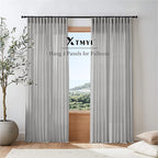 Light Gray Curtains 84 Inches Long 2 Panels Sets,Semi Sheer Linen Back Tab Hooks Pleated Privacy That Let Light in Filtering Non See Through Curtains for Bedroom Living Room 84 In Length,Dove Grey