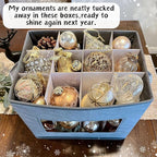 VENO 2 Pack Champagne Flute Glass Storage Box, Stemware Storage Case Hard Shell, Christmas Holiday Ornaments China Container with Dividers and Handles, for Moving Crystal Wine Glassware (24 Glasses)