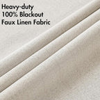 MIULEE Linen Curtains for Bedroom 100% Blackout Thermal Insulated Birch Grommet Room Darkening Curtains & Drapes for Living Room Nursery 52 x 90 Inch (2 Panels)