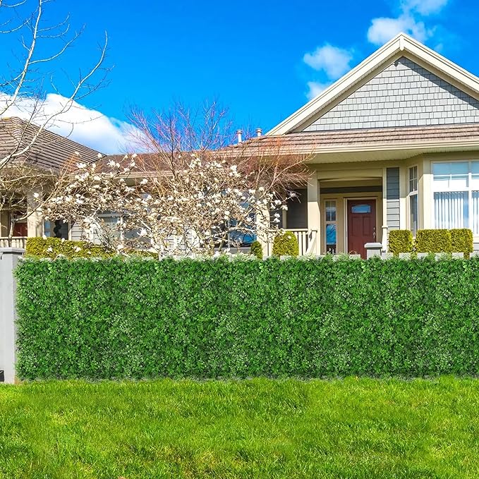20"x20" Artificial Hedge Grass Wall, 8PCS Boxwood Panels, Greenery Backdrop Panles, UV Protected Privacy Fence Screen, Green Wall Decor for Outdoor Indoor Wedding Décor