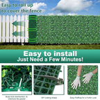 Grass Wall Panels Roll, 40"x120" (33.33 sqft) Artificial Ivy with White Flower, UV-Anti Faux Boxwood Grass Wall Greenery Panels for Garden Patio Balcony Decor