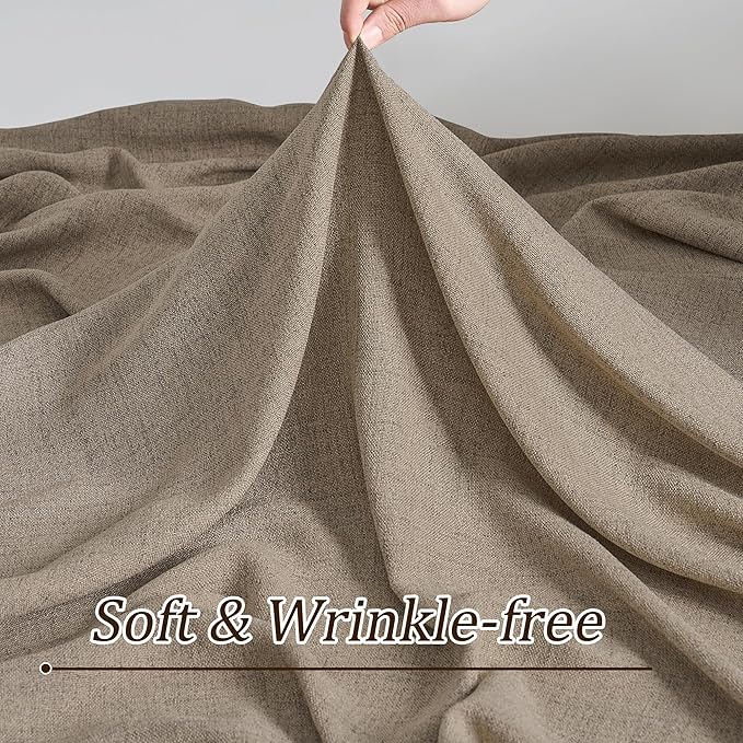RAIN CITY Pinch Pleated Sheer Curtains 90 Inches Long, Back Tab Hook Drapes for Track System, Bohemian Retro Window Treatments for Bedroom/Living Room 2 Panels Set 42 x 90 Khaki