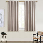 Black Out Linen Boho Curtains 72 Inch Long, Living/Bedroom Curtains 72 Inches Length 2 Panels Set Drapes for Window Energy Saving Noise Reducing Nursery (50" W x 72" L) Back Tab,Hook Belt