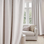 NICETOWN Boho Linen Curtains Jacquard Waffle Weave Pattern, Thick Window Treatments Privacy with Light Filtering Drapes for Living Room, W52 x L90, 2 Panels
