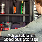 Sunnydaze Plastic Garage Storage Cabinet with 2 Adjustable Shelves - 57" H - Garage, Office, Home, Laundry Room - Charcoal