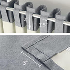 DUALIFE Grey Linen Blackout Curtains 132 Inch Length 2 Panels Set for Living Room Bedroom Back Tab Thermal Insulated 100% Black Out Linen Drapes 11 ft Window Curtains 132 Inches Long