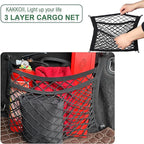 3 Layer Small Cargo Net,Cargo Storage Pocket Net, Mesh Elastic Pouch Organizer with Mounting Screws Hooks for Car,Rv, Trunk,Boats,SUV, Truck (2 Pack,11.8 x 9.8Inch,30 x25cm)