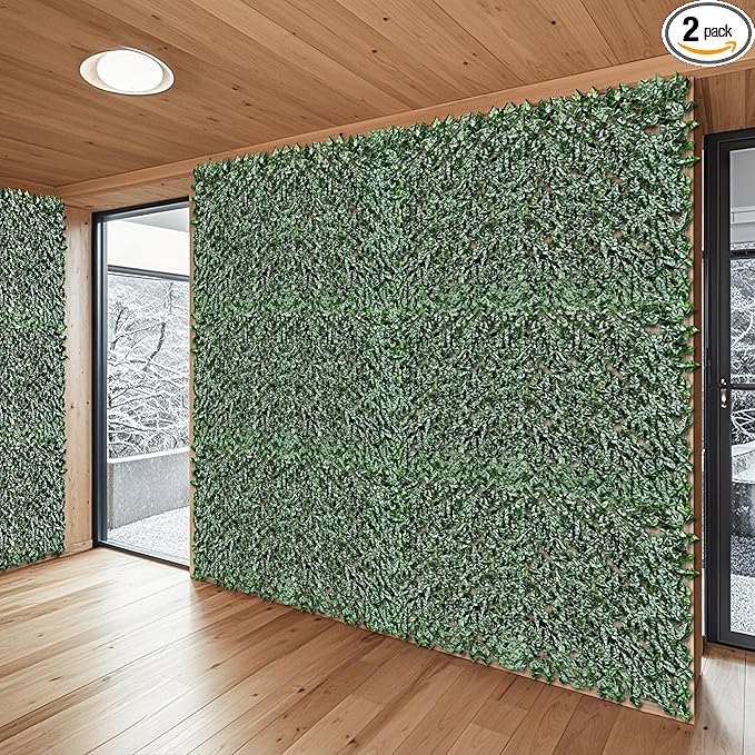 Patio Paradise 3'x14'-2Pc Faux Ivy Fence Privacy Screen Artificial Greenery Wall Backdrop,Fake Grass Wall Panels for Outside Apartment Balcony,Vine Leaf Decor for Outdoor Patio Chain Link