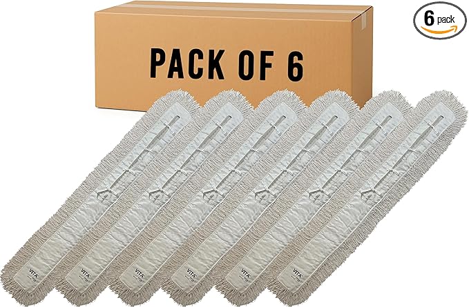Heavy-Duty Industrial Closed-Loop Dust Mops - 6 Pack (White) - 60 Inch