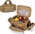 Small Tool Bag with Anti-friction Bottom, Tactical 12" Tool Tote for Men, Hand Tool Storage Organizer for Electrician, Repairman and Carpenters, Khaki