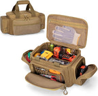 Small Tool Bag with Anti-friction Bottom, Tactical 12" Tool Tote for Men, Hand Tool Storage Organizer for Electrician, Repairman and Carpenters, Khaki