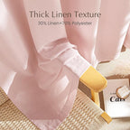NICETOWN Thick Linen Blend Light Pink Sheer Curtains for Girls Room, Pleat Tape Semi Sheer Privacy Added with Light Filtering Window Treatments for Bedroom/Living Room, W52 x L84, 2 Panels