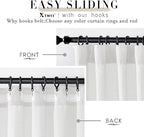 XTMYI 92 Inch Curtains Length 2 Panels Set,Back Tab Linen Sheer Window Curtains Living Room Bedroom,50x92 in Long,White