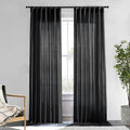 XTMYI Black Curtains 96 Inches Long for Bedroom 2 Panels Linen Sheer Lace Farmhouse Boho Gothic Curtain Drapes for Living Room Home Decor