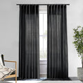XTMYI Black Sheer Curtains 84 Inches Long for Bedroom Linen Back Tab Pleated No Grommets Semi Privacy Light Filtering Boho Window Drapes for Living Room,84 Length 2 Panels Set