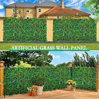 Artificial Grass Wall Panels, 20''x20'' 16pcs Boxwood Wall Panels with Tropical Leaves, Faux Greenery Privacy Fence Screen, Grass Backdrop for Outdoor Indoor Garden Birthday Wedding Decor