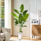Bird of Paradise Artificial Plant, 6.6FT Faux Plants Indoor Banana Leaf Tree with 13 Leaves, Large Fake Tropical Potted Indoor Silk Floor Plant with White Tall Planter for House,Office,Room,Home Decor