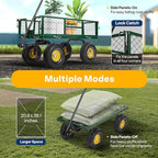 VIVOHOME Heavy Duty 880 Lbs Capacity Mesh Steel Garden Cart Folding Utility Wagon with Removable Sides and 4.10/3.50-4" Wheels 10 Inch Tire(Green)