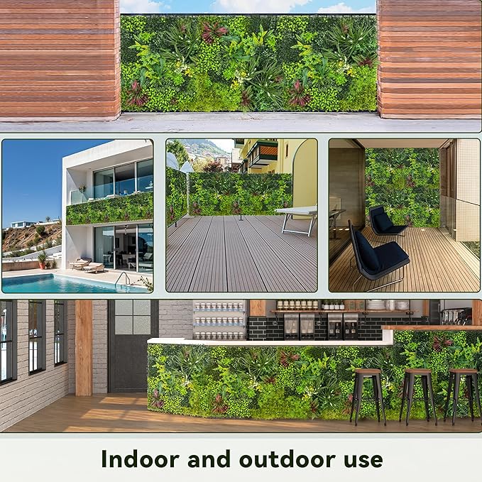 Artificial Grass Wall Boxwood Plant Panel: 20"x20"(6P) UV Resistant Green Leaves Faux for Interior Wall Backdrop,Garden and Indoor Outdoor Wall&Fence Covering Privacy，Party Wall Fence Decor