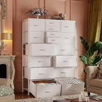 57“H Dresser for Bedroom with Multiple Drawers,Dressers & Chests of Drawers for Bedroom,Large White Dresser, Sturdy Metal Frame & Wood Top,Entryway, Hallway