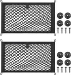2 Layer Small Cargo Net,Cargo Storage Pocket Net, Mesh Elastic Pouch Organizer with Mounting Screws Hooks for Car,Rv, Trunk,Boats,SUV, Truck(2 Pack,15.8 x 9.8 Inch(40 x25cm)