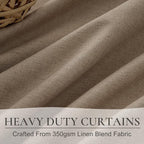 RustBrown Black Out 92 Inch Long Boho Curtains 2 Panel Set, Farmhouse Curtains for Living Room Darkening/Thermal/Noise Reduction Textured Flax Linen Drape Hook&Ring Included Chocolate 50"x92"