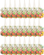Woanger 24 Pcs Reusable Cotton Mesh Produce Shopping Bags Washable Grocery Net Portable Fruit and Vegetable Cotton String Bags Long Handle Net Tote Organizer(Long Handle)